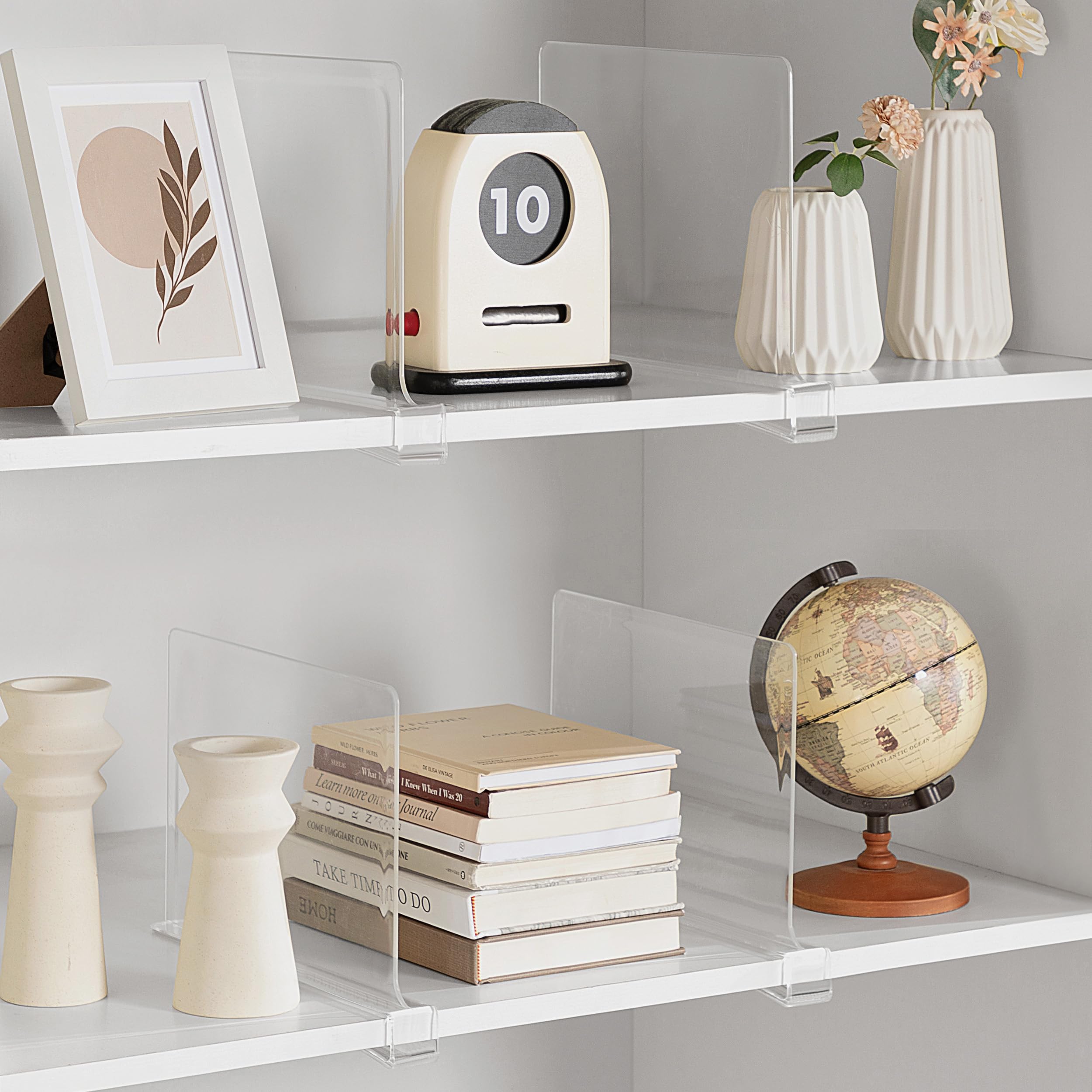 HBlife clear shelf divider aids cabinet organization and tidying.
