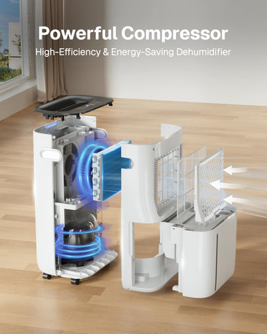 HBN dehumidifier water tank visible for easy drainage