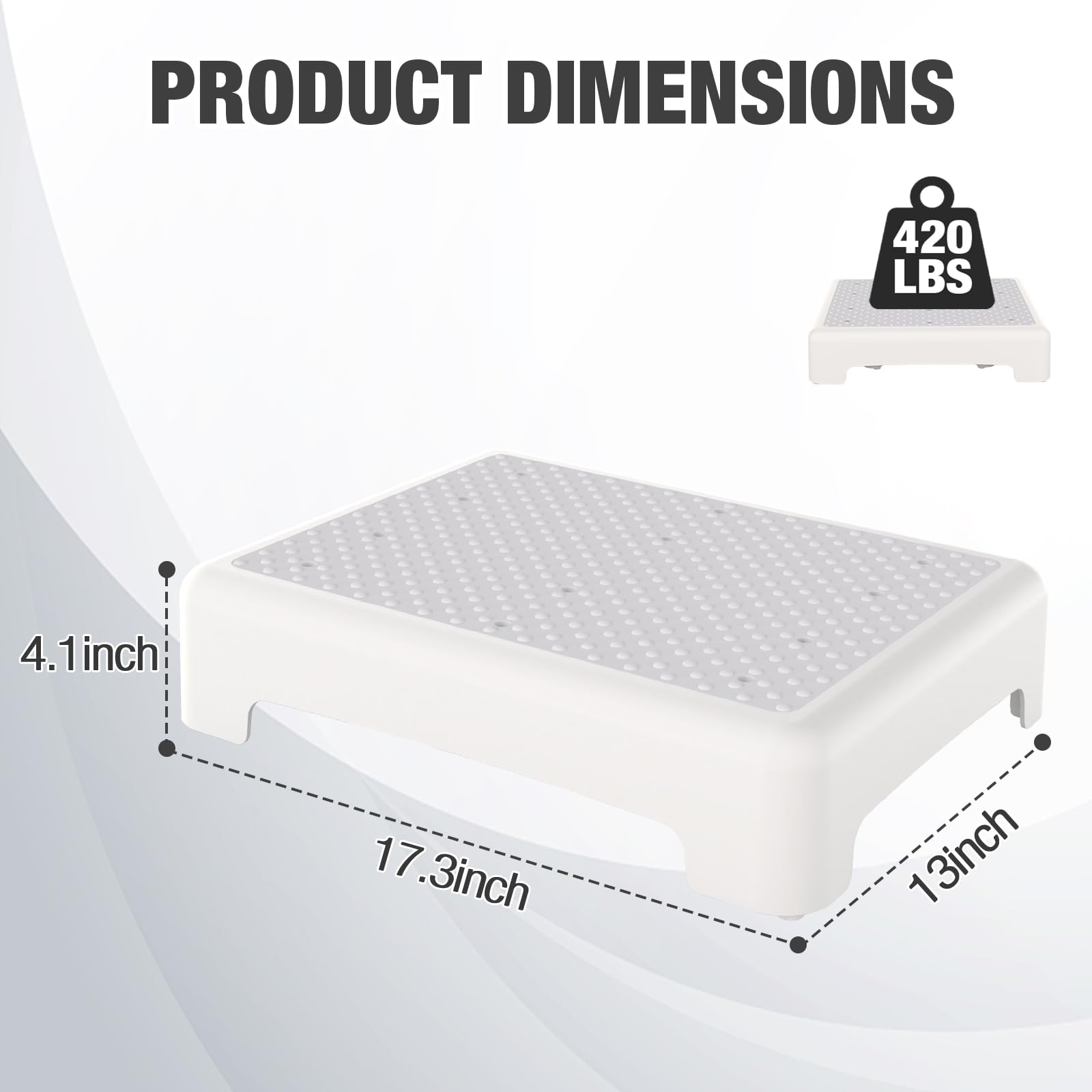 HBTower Step Stool slim dimensions fit under beds and in tight spaces.