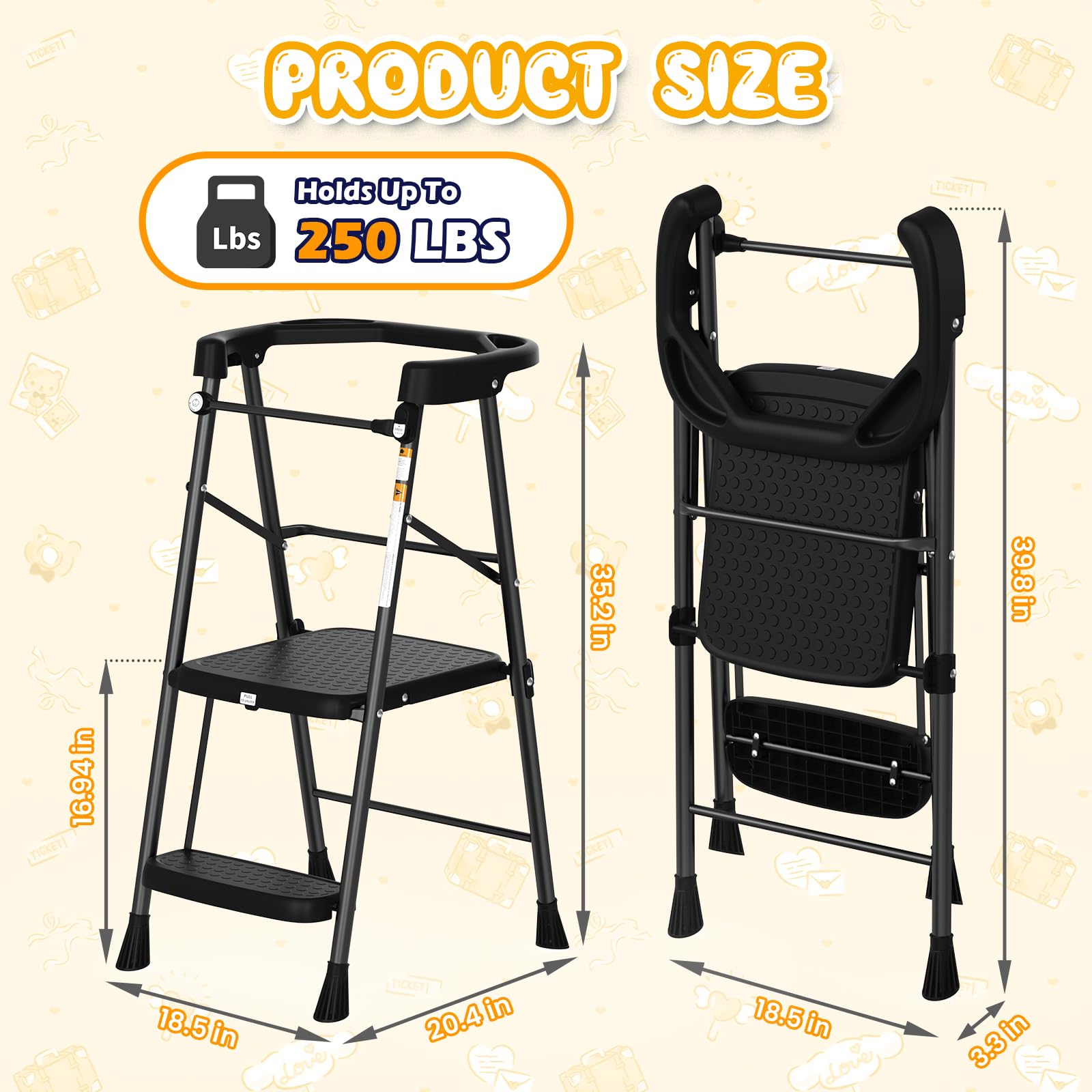 HBTower toddler kitchen stool with anti-drop railing for secure standing.