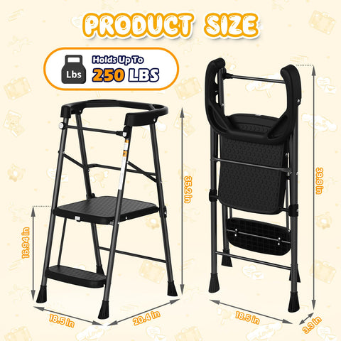 HBTower toddler kitchen stool with anti-drop railing for secure standing.