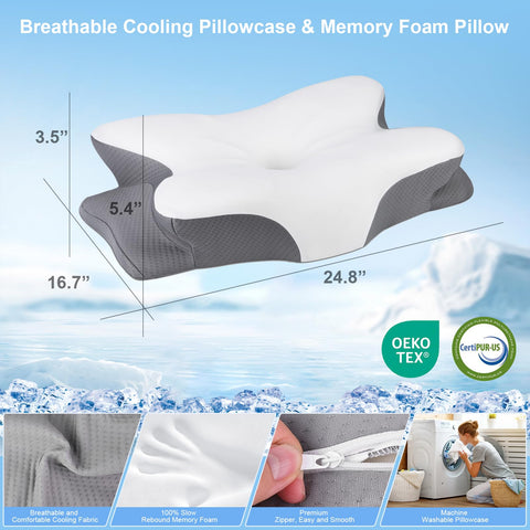 Slow-rebound memory foam core adapts to your head and shoulders.