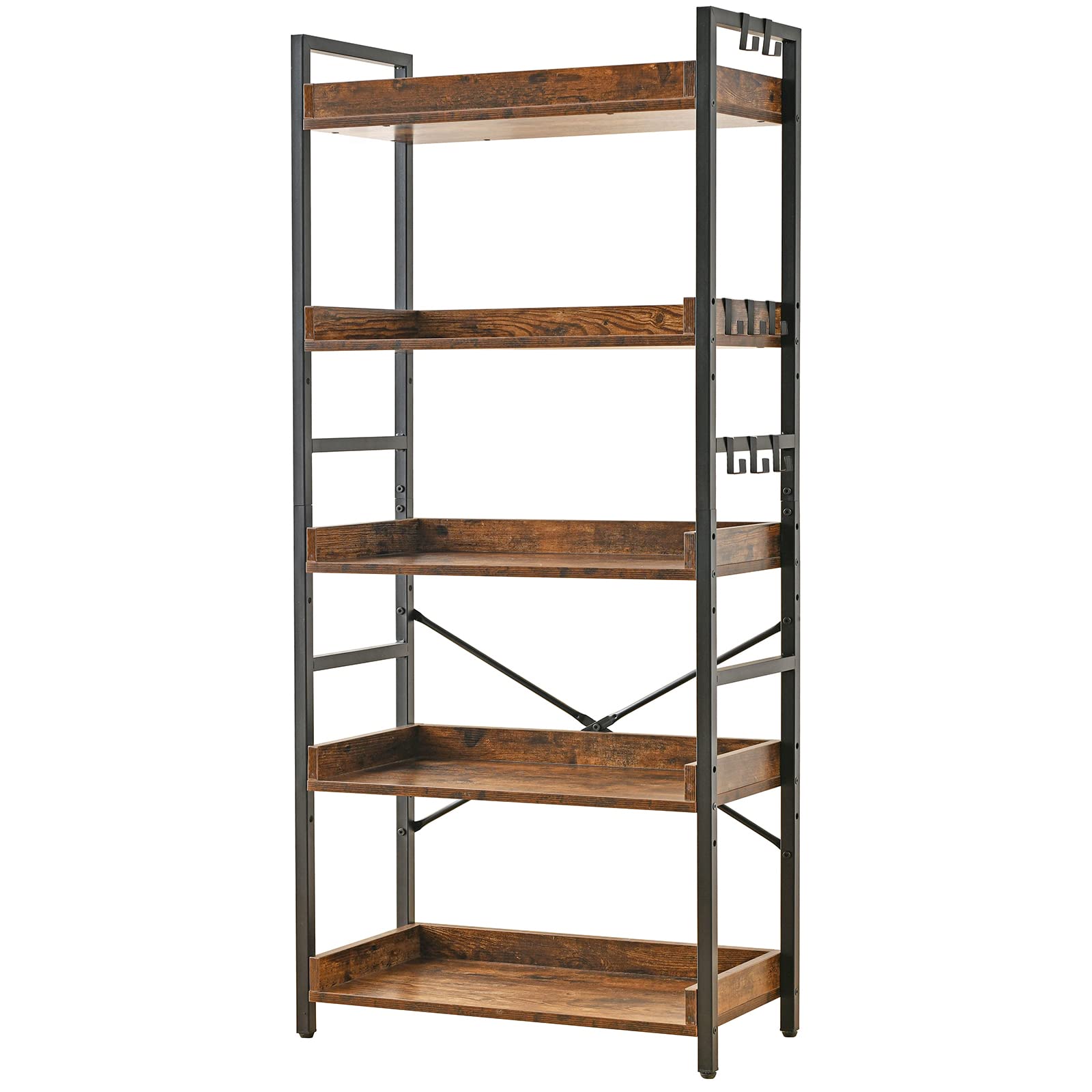 HCHQHS adjustable 5-tier bookcase with open shelves for home office organization