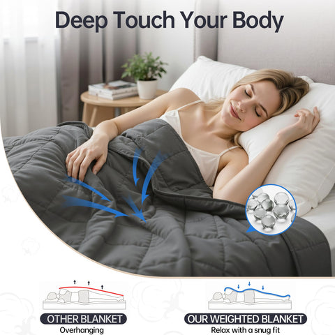 HCOIW queen-size blanket on bed showcasing even weight distribution.
