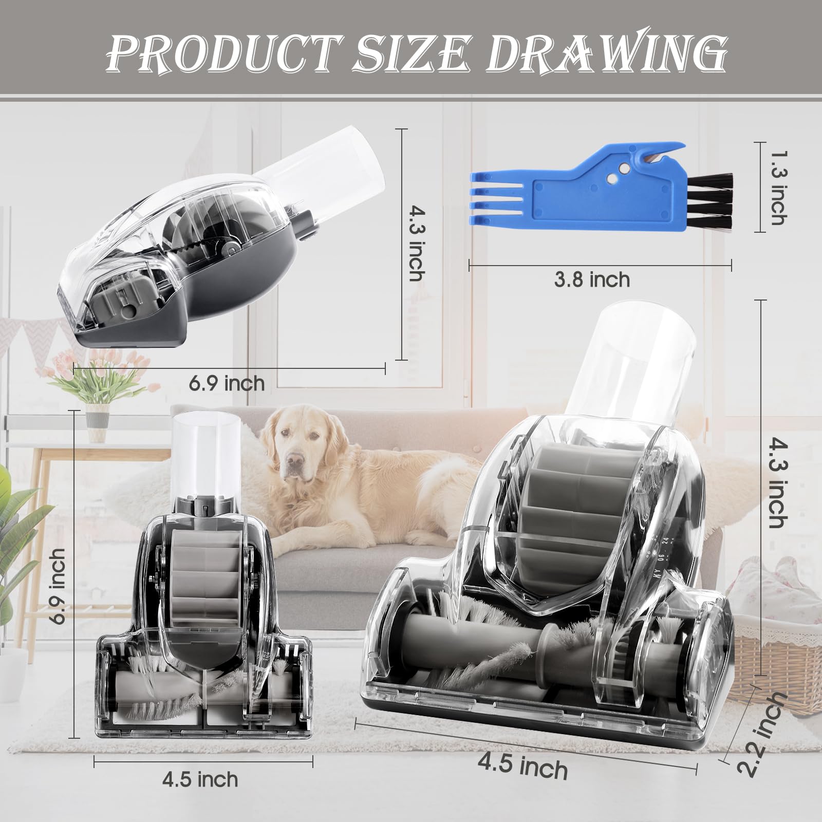 Hcxvtyx pet hair power brush attaches via plug-in installation for Shark vacuums