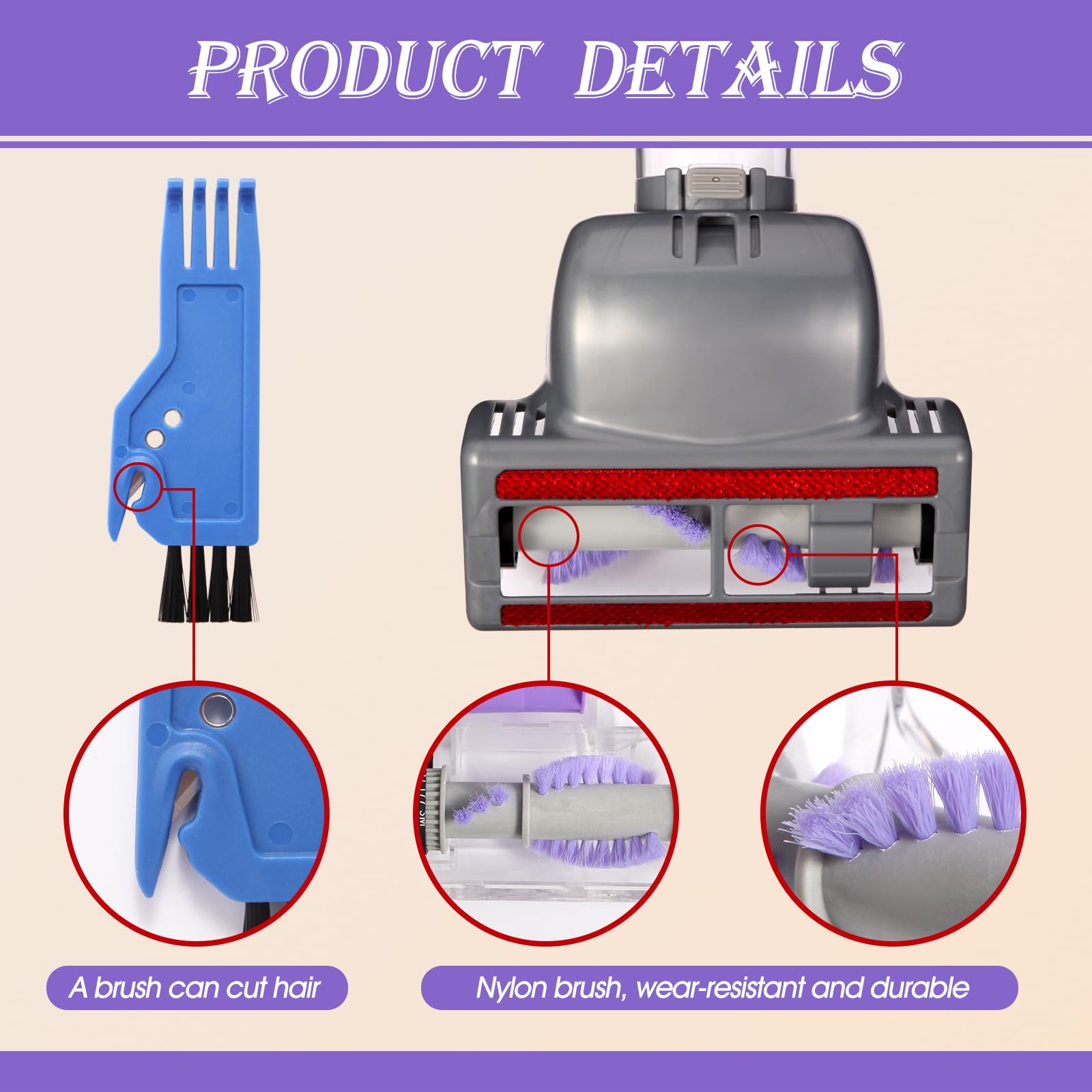 Durable wear-resistant brush material reduces wear during hair cleaning