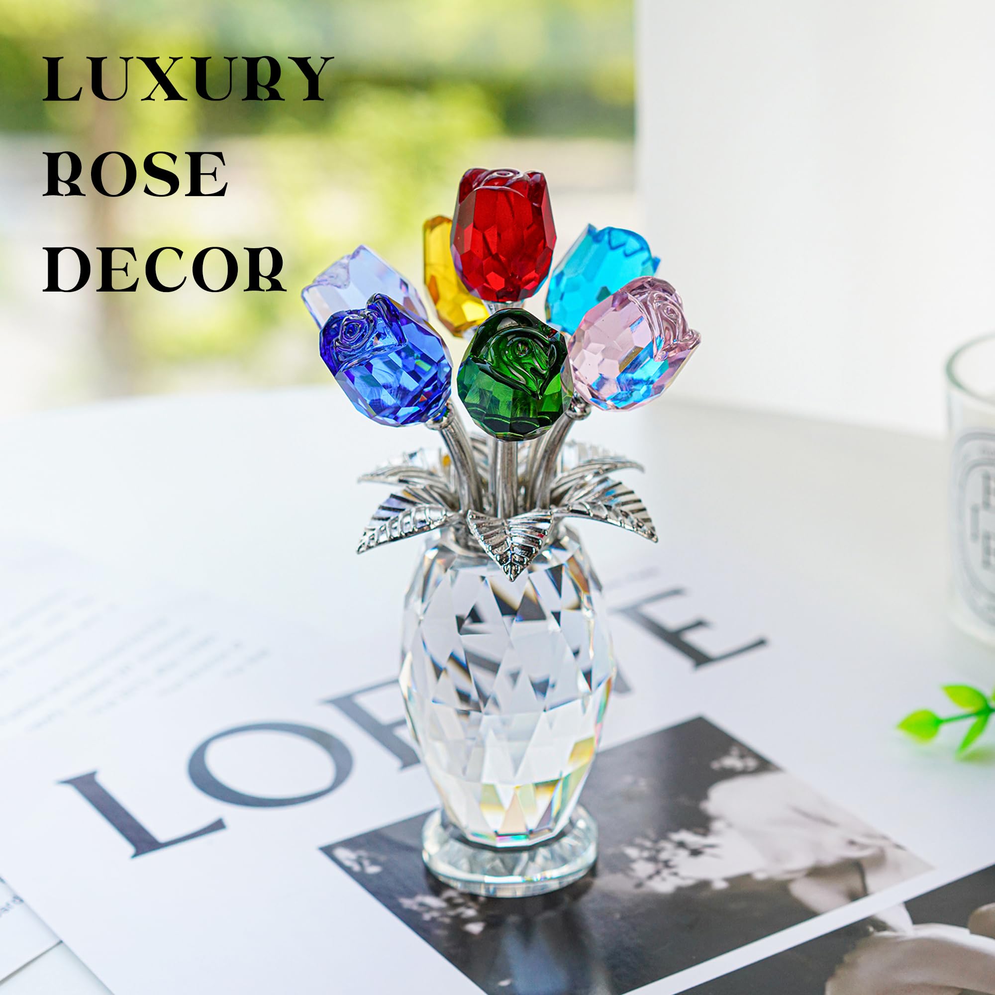 Gift-ready crystal rose figurine from H&D HYALINE & DORA in elegant gift box