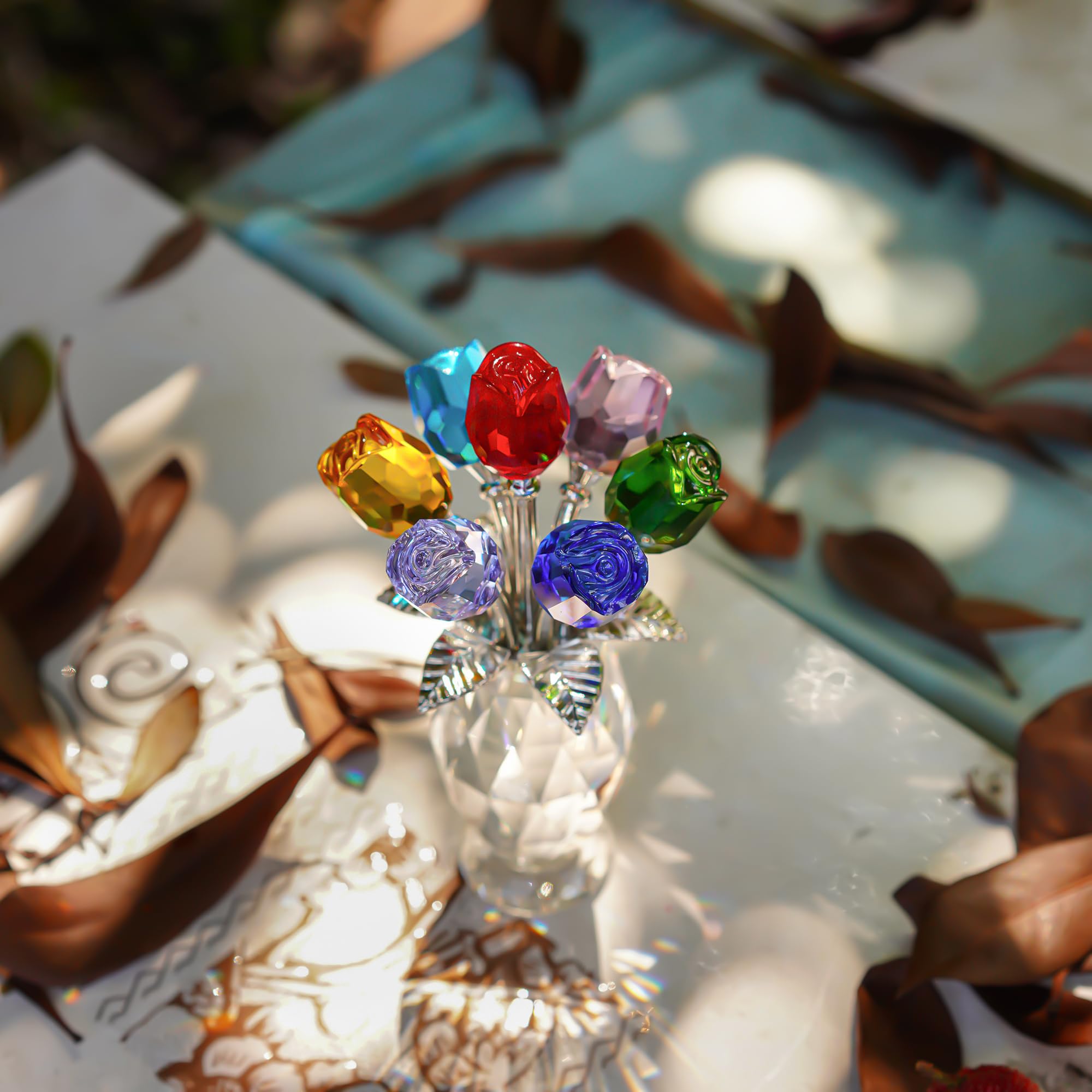 Crystal rose figurine used as photography prop by H&D HYALINE & DORA