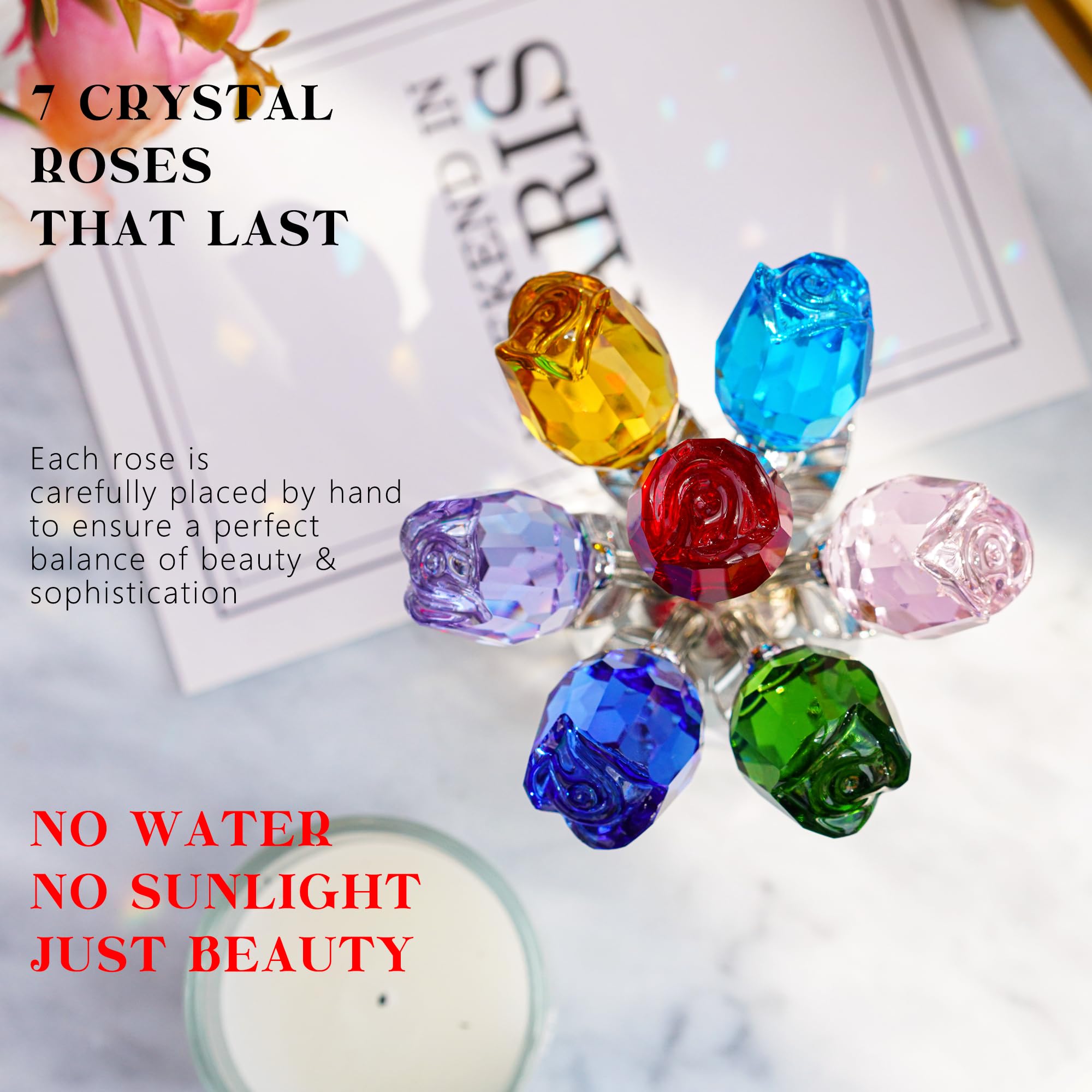 H&D HYALINE & DORA crystal rose as a home display centerpiece option