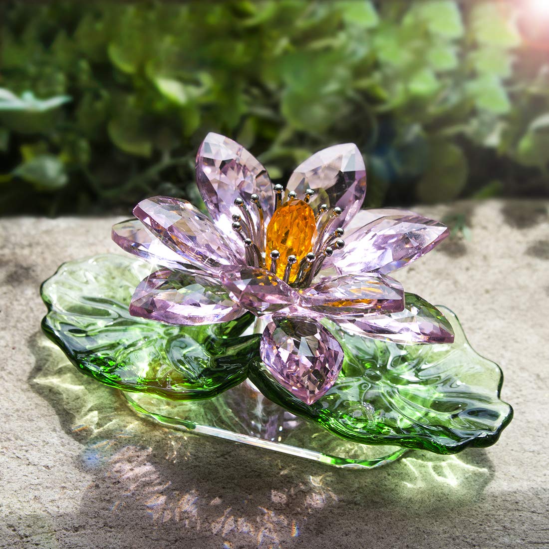 Gift boxed crystal lotus from H&D HYALINE & DORA shines as a thoughtful wedding or event favor.