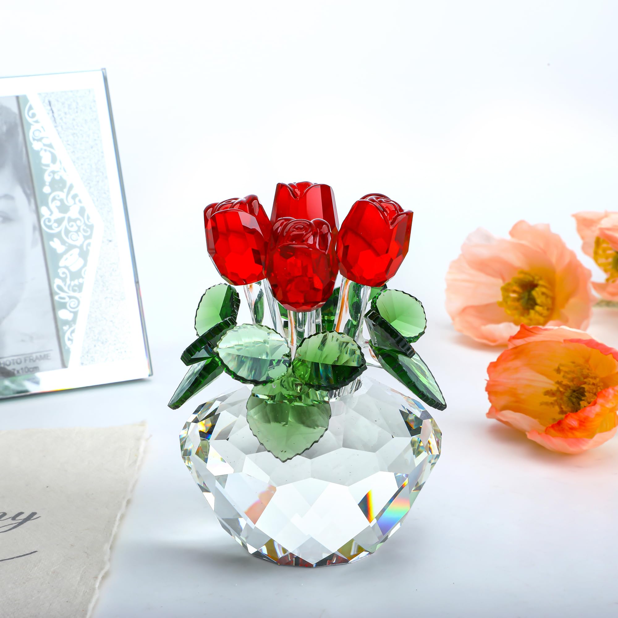 H&D HYALINE & DORA red rose figurine in gift box ready to give