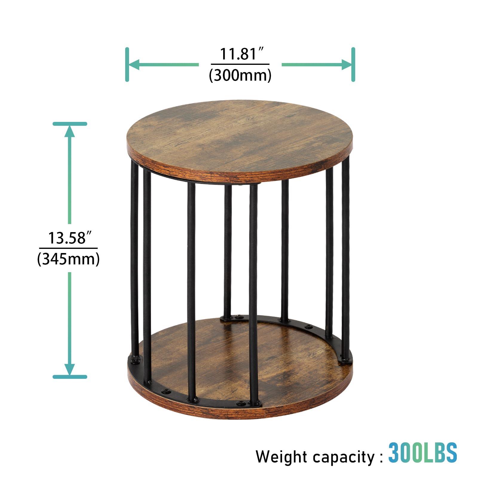 HDANI round wooden stool side view, lightweight yet strong for flexible placement