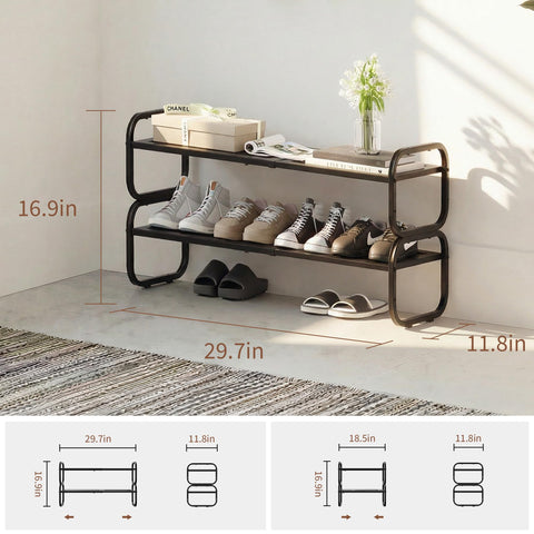 HDDTTZ stackable-shoe-rack with figure-8 connection designed for compact entryways.