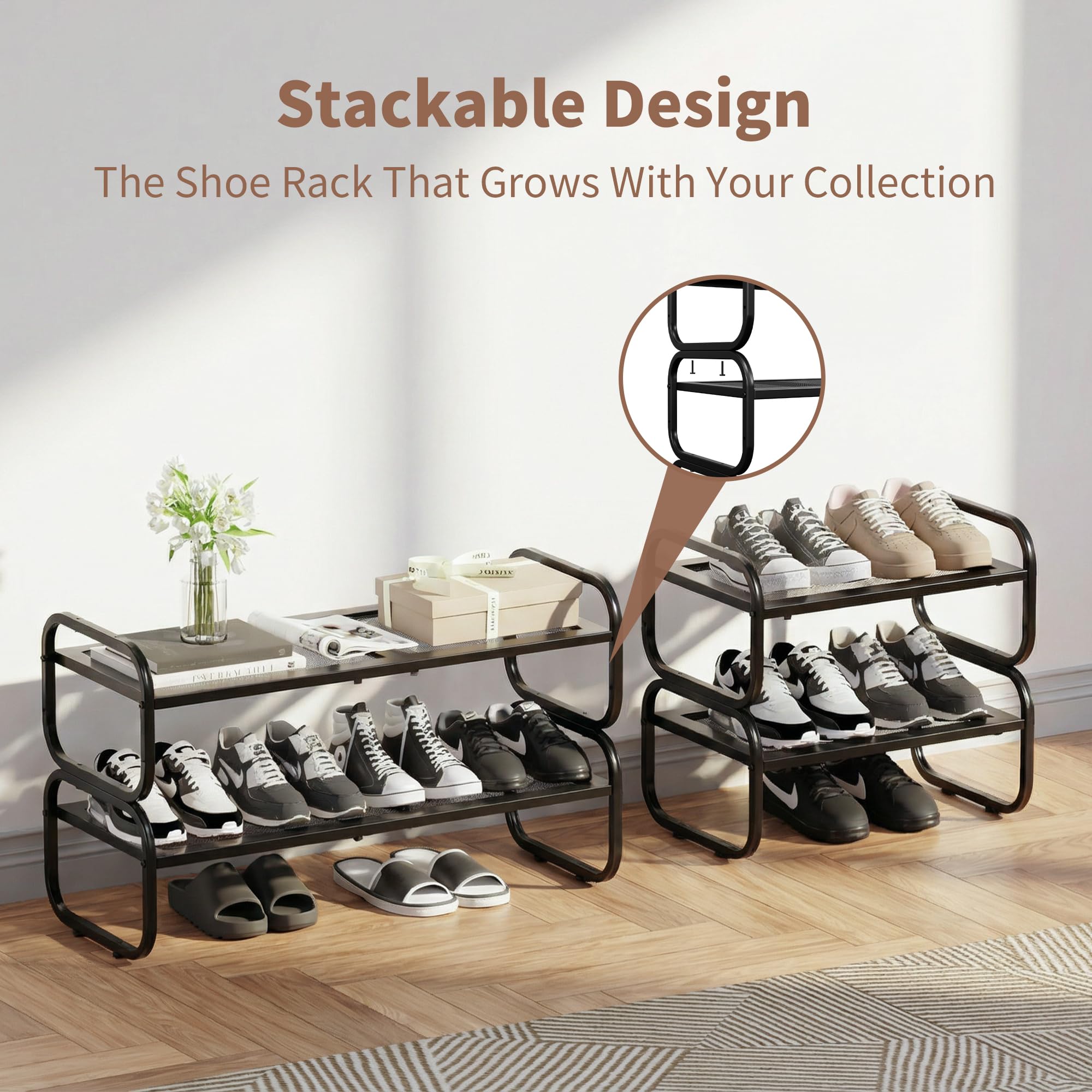 HDDTTZ space-efficient-entryway-shoe-rack maximizes vertical space without widening floors.