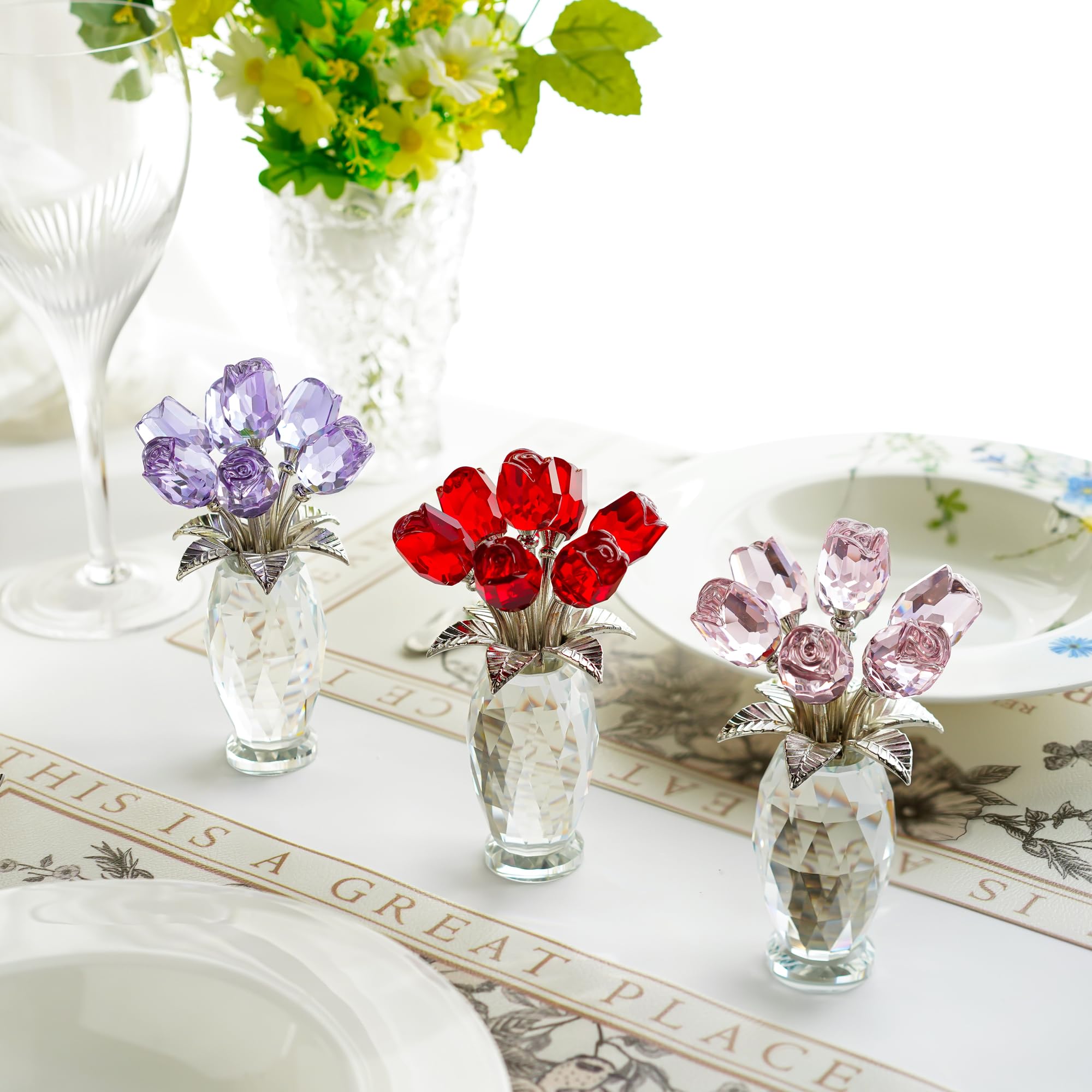 H&D HYALINE AND DORA crystal rose home decor adds timeless elegance