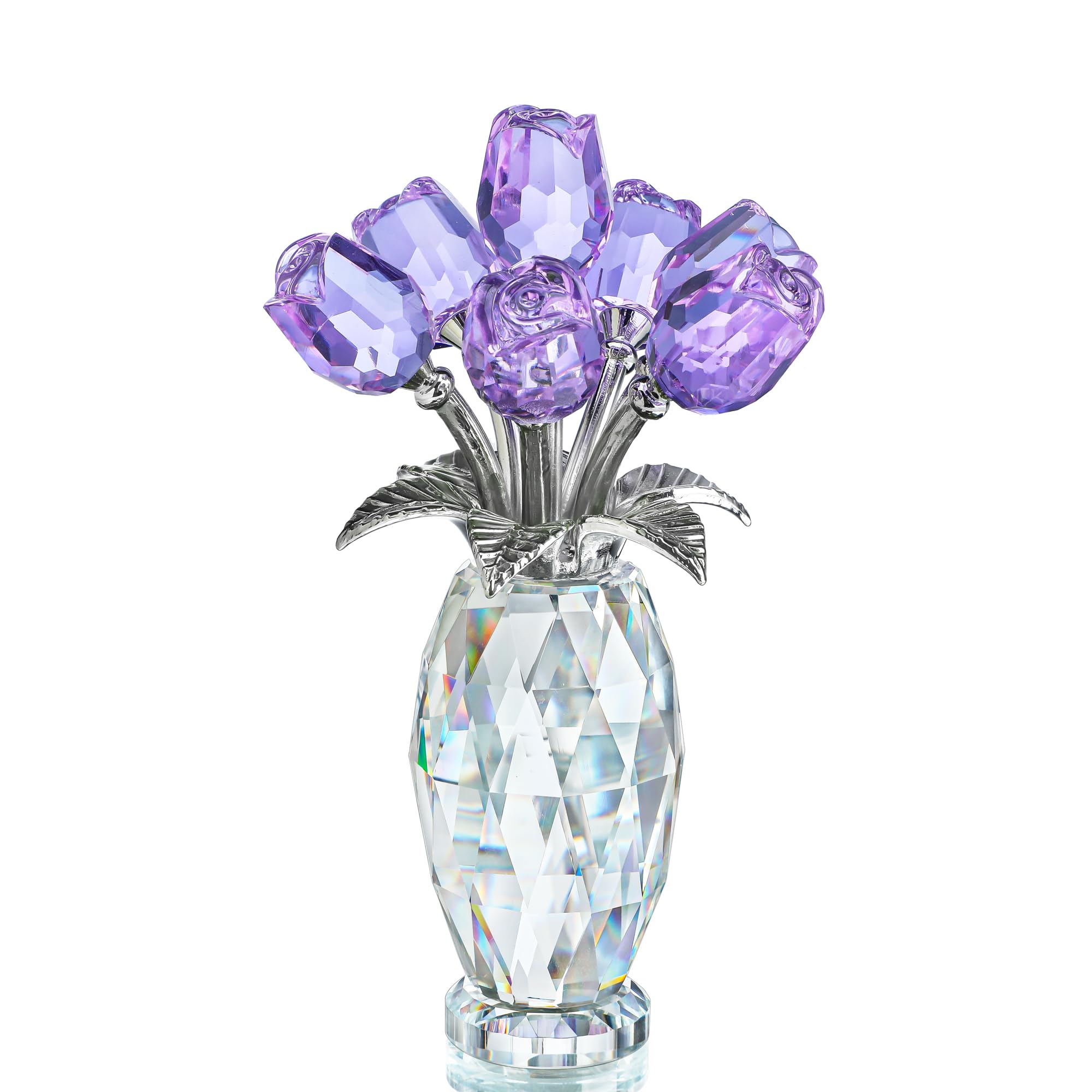 H&D HYALINE AND DORA crystal rose purple bouquet enhances romantic home decor