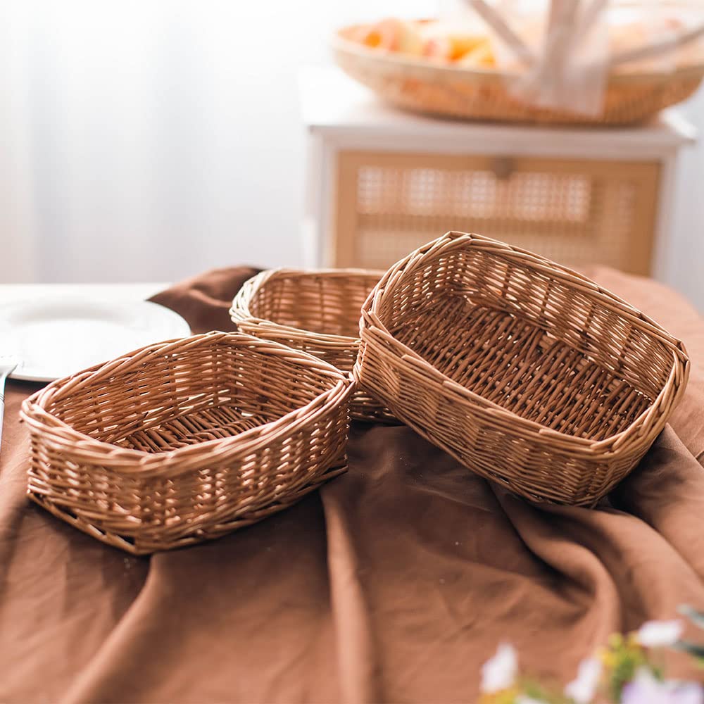 HDKJ rectangle small wicker basket desk organization image, keep snacks and essentials neatly.