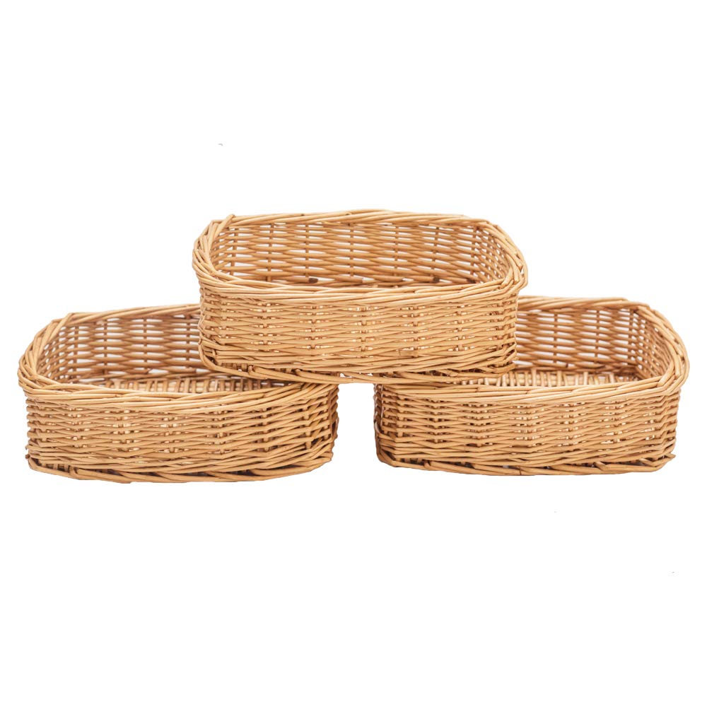 HDKJ rectangle small wicker basket front view, ideal desk organizer for sundries.