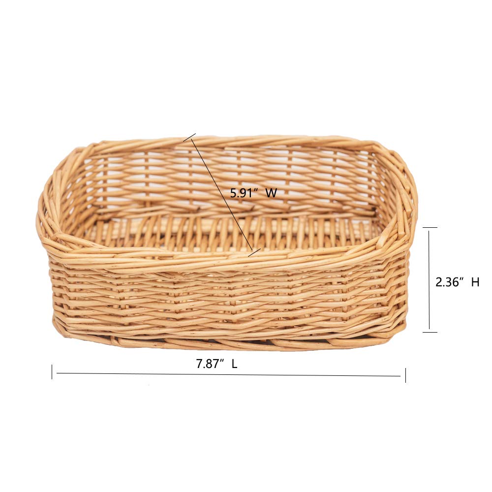 HDKJ rectangle small wicker basket side view, lightweight storage for classroom supplies.