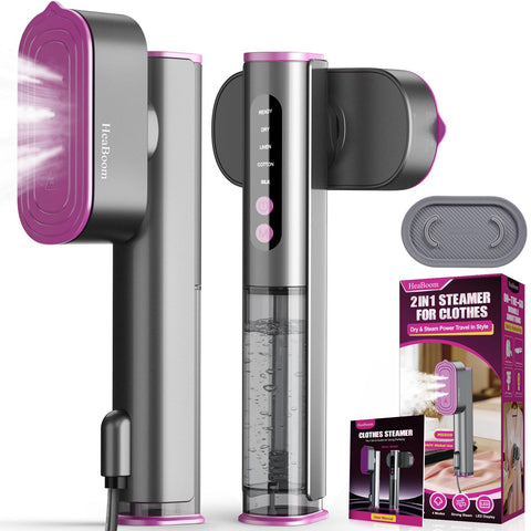 HeaBoom portable travel steamer front view for quick wrinkle removal on the go