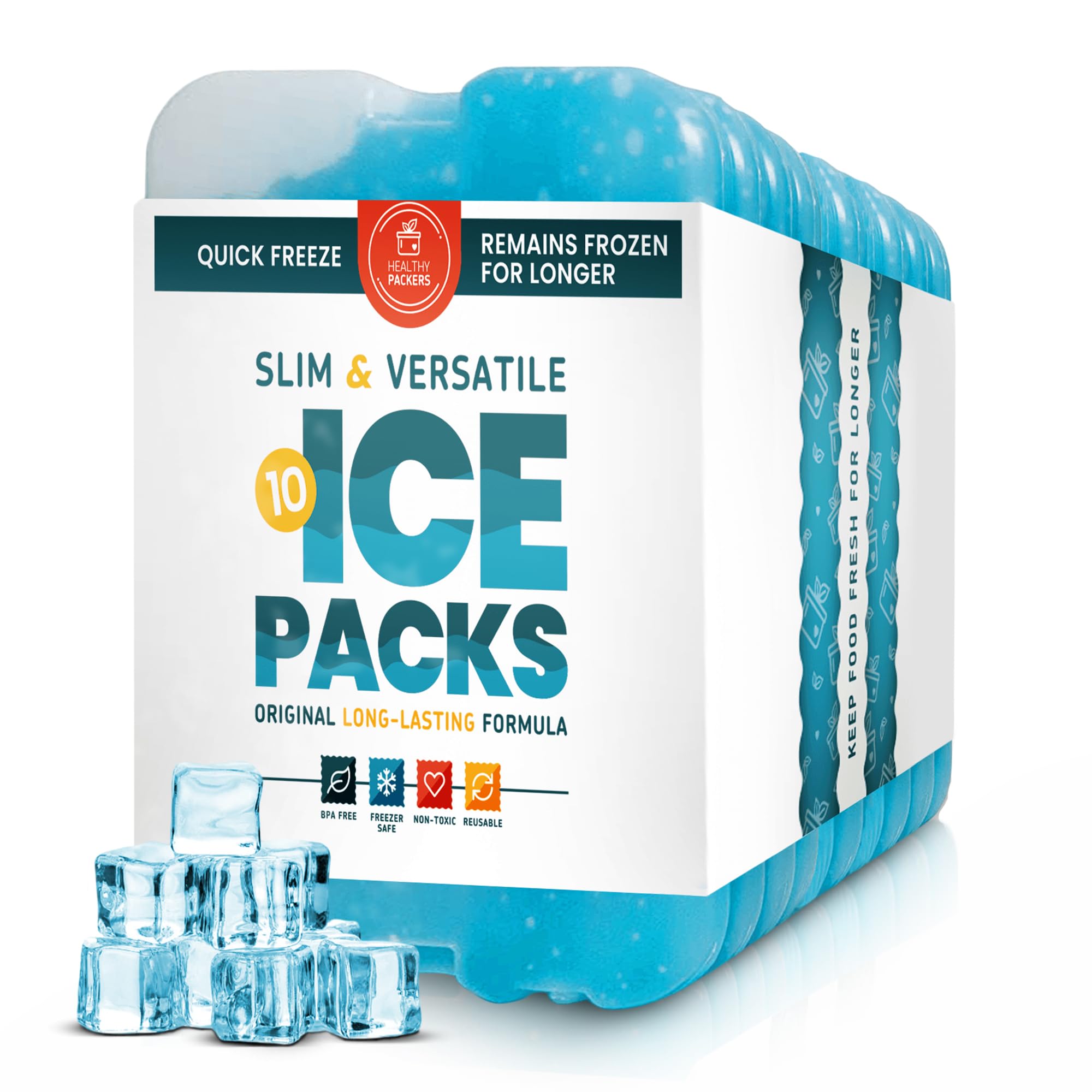 Healthy Packers Original Cool Pack slim ice pack in a lunch bag keeps foods cold