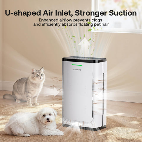 HEAPETS P339 pet air purifier reveals powerful inlet for pet hair removal.
