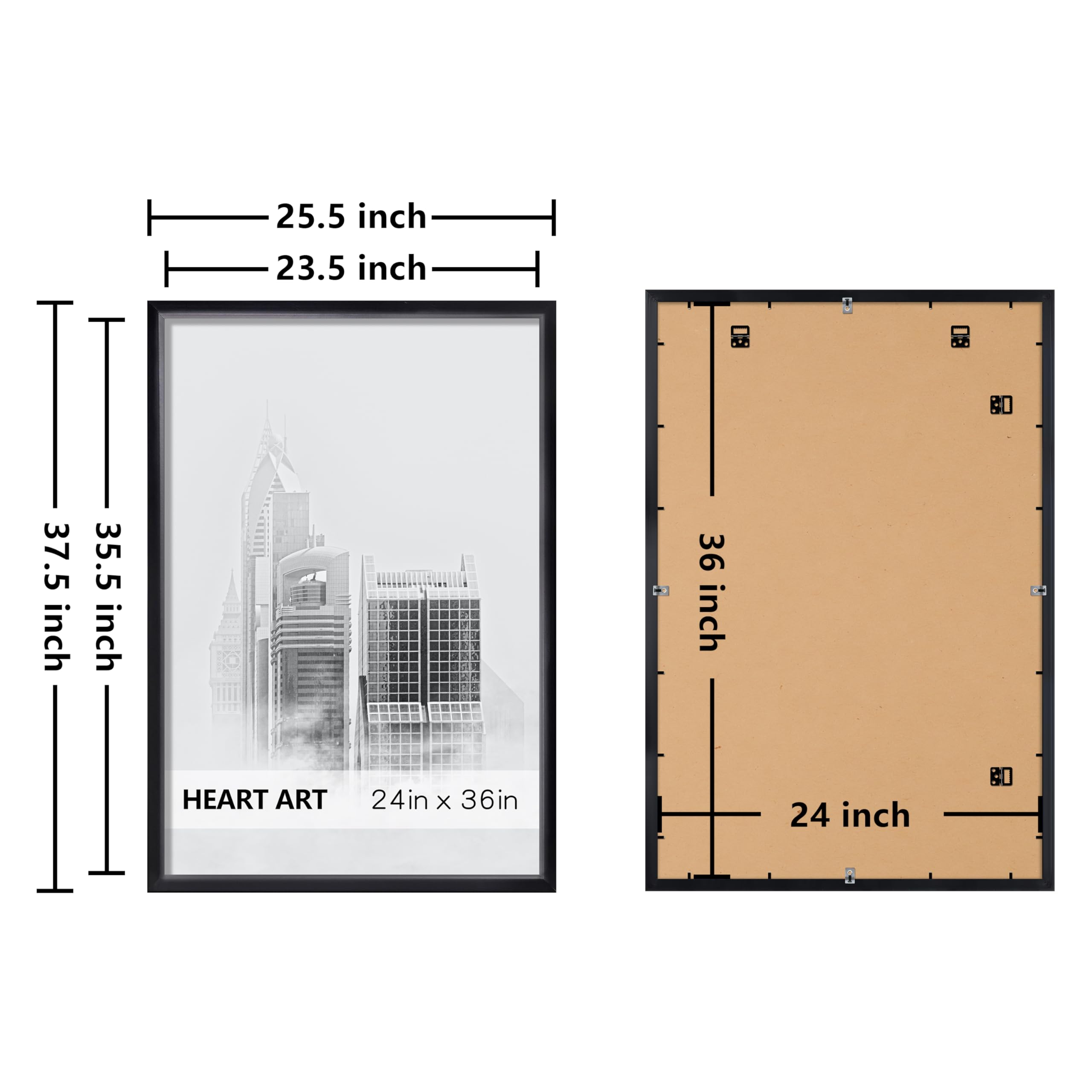 HEART ART wood-plastic composite frame close-up showing durable construction.