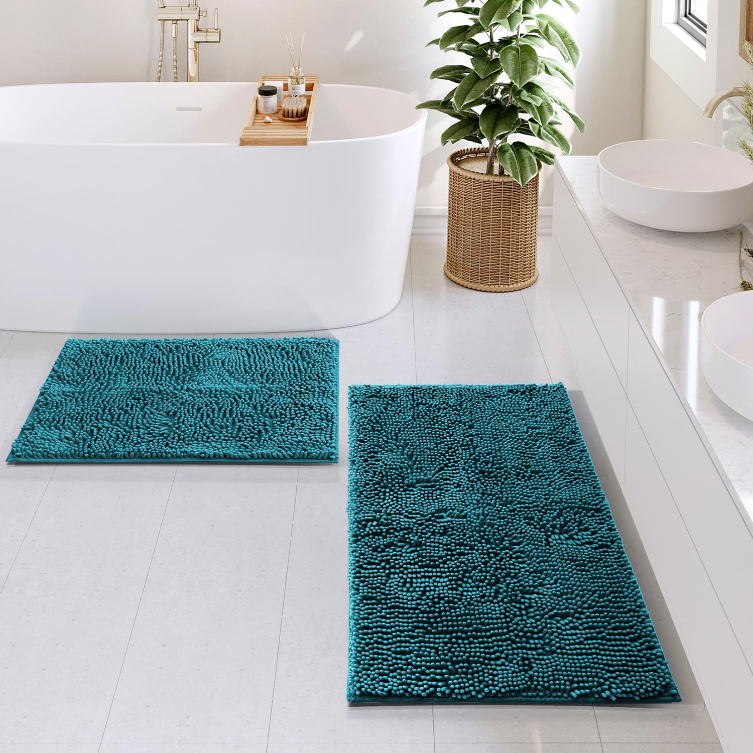Non-slip backing keeps Hearth & Harbor rug securely in place on smooth floors.