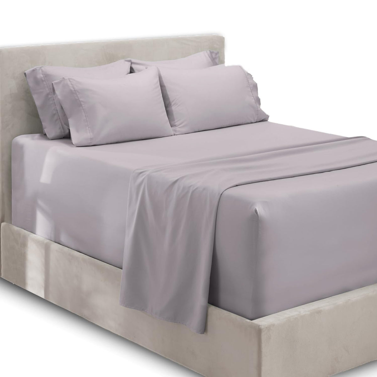 Hearth and Harbor extra deep pocket queen fitted lavender sheets fit tall mattresses securely.