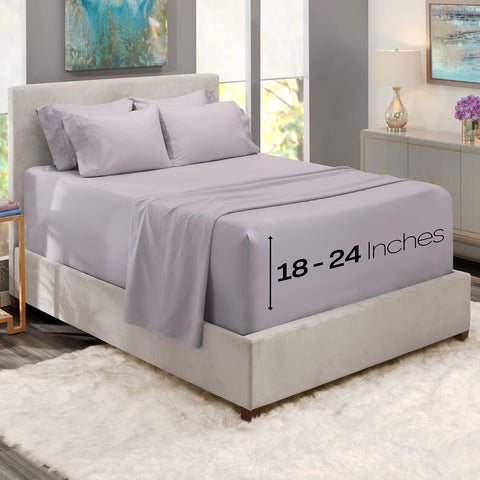 Hearth and Harbor lavender queen flat sheet 90x102 for ample coverage and smooth drape.