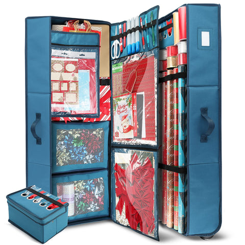 Hearth & Harbor wrapping container on wheels keeps rolls portable and organized