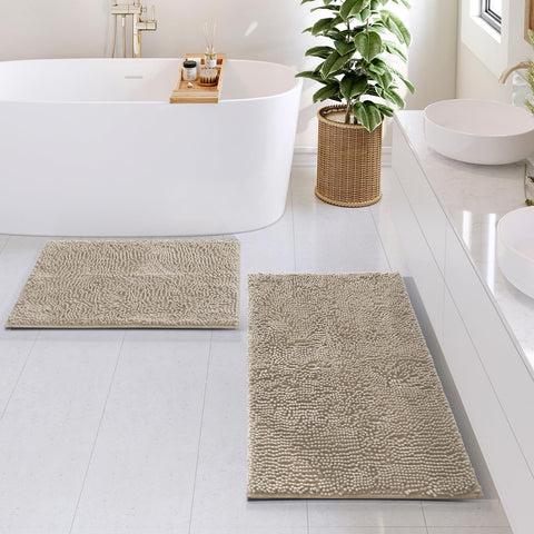 Hearth & Harbor chenille set medium 20x32 rug delivers cozy support after showers.