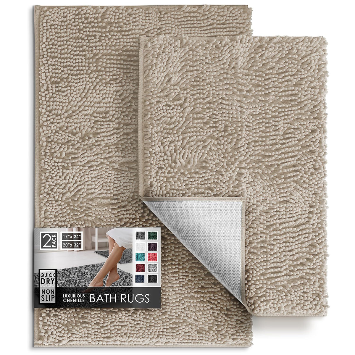 Hearth & Harbor chenille set small 17x24 rug with plush pile for soft feet.
