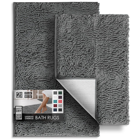 Hearth & Harbor plush chenille 17x24 rug offers cloud-like softness and quick-dry performance.