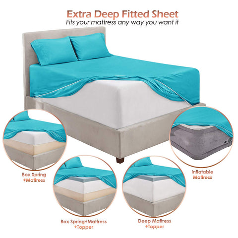 Hearth and Harbor Beach Blue bedroom scene with neatly made bed