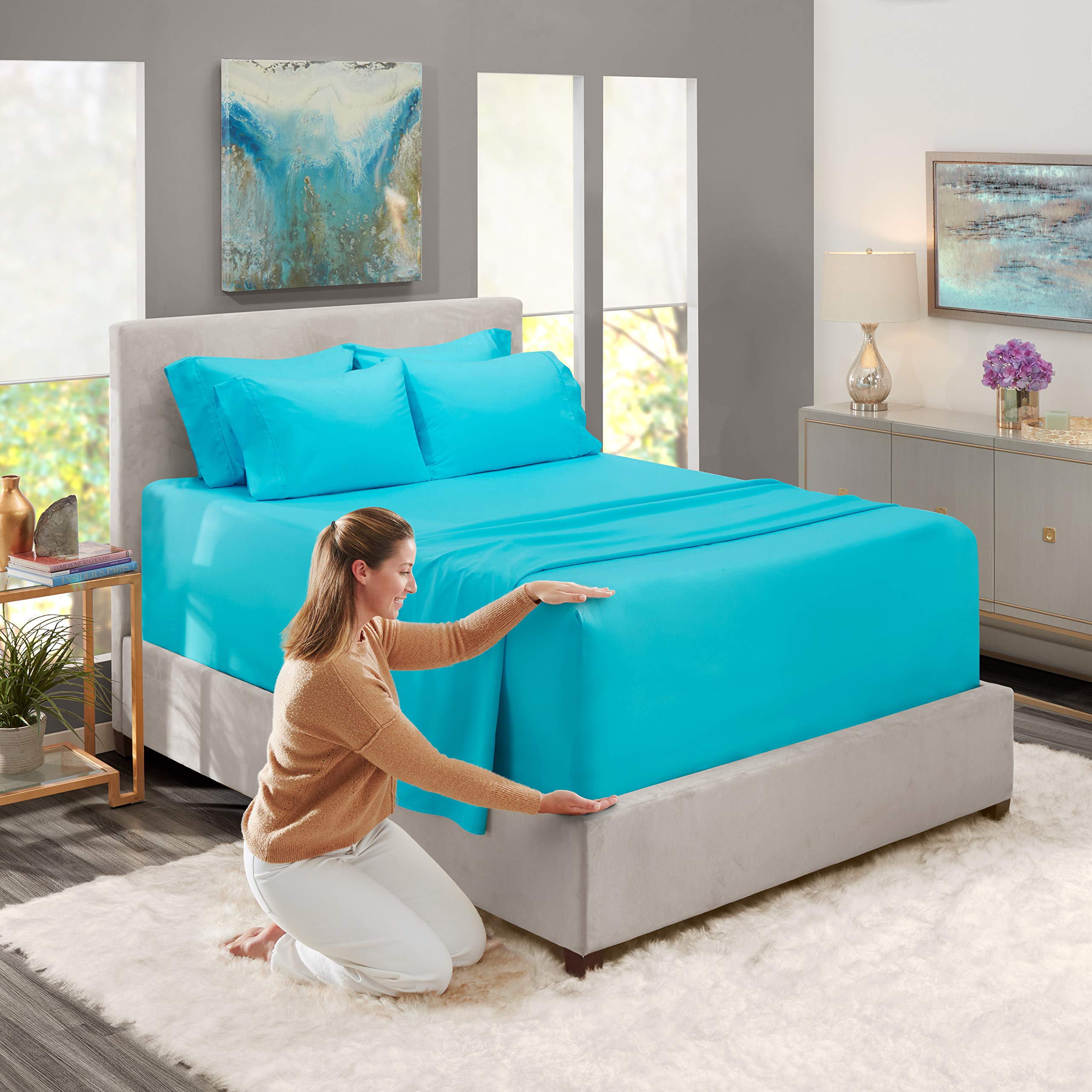 Hearth and Harbor Beach Blue pillow cases pair highlights soft finish