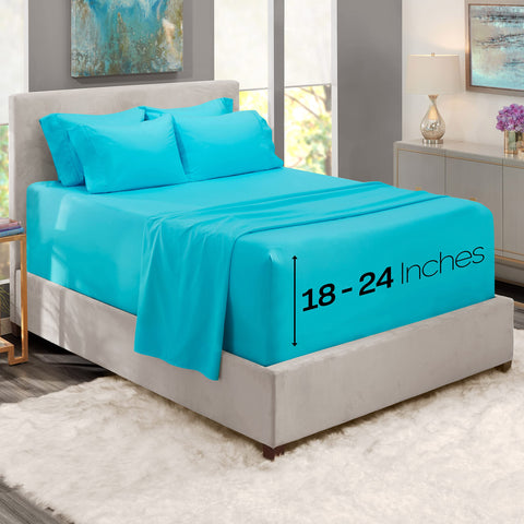 Hearth and Harbor Beach Blue queen flat sheet showcases generous surface area