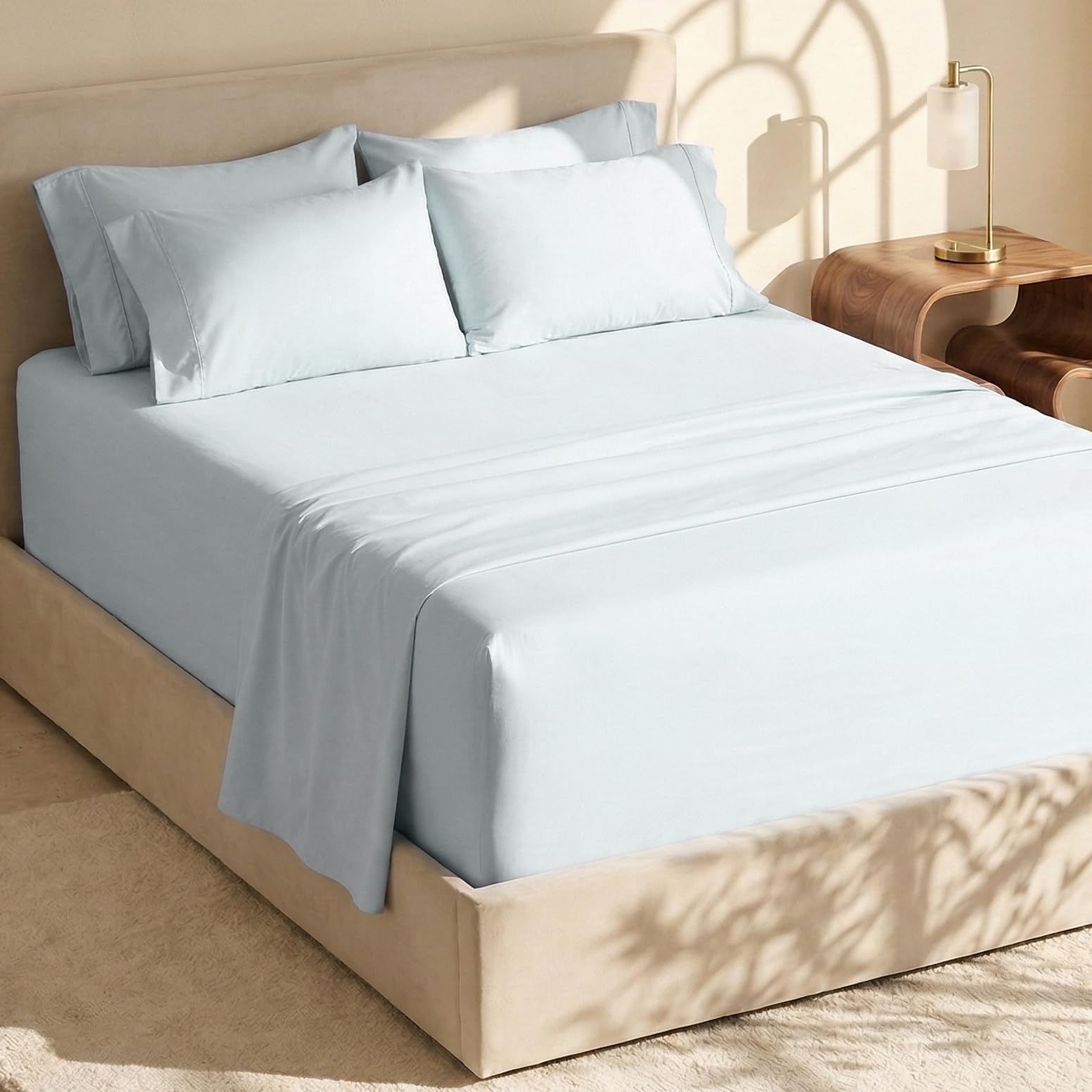 Hearth & Harbor flat sheet generously sized for tucked-in bedding