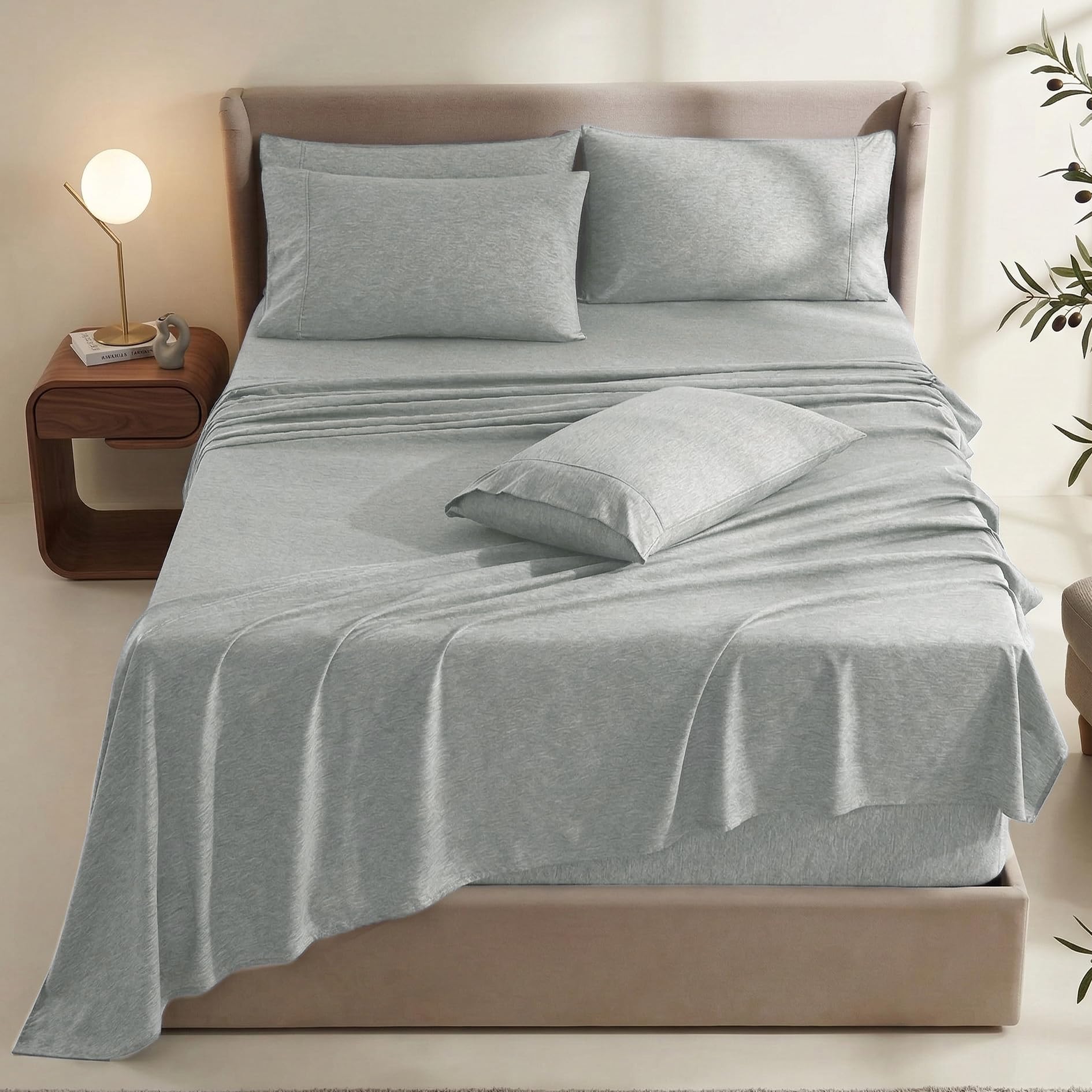 Hearth & Harbor flat sheet spread across a large bed for hotel-like layering