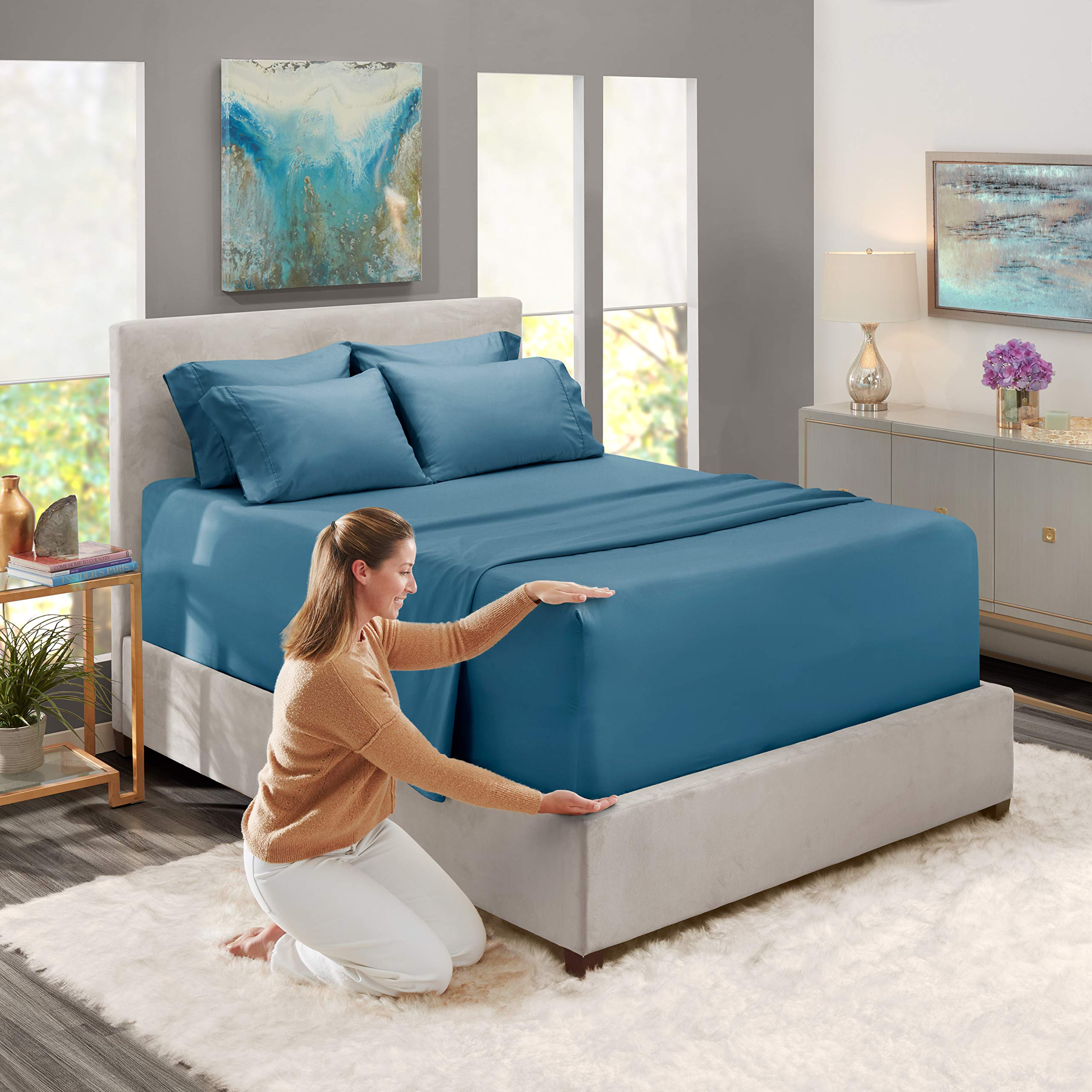Hearth & Harbor Blue Heaven pillow cases with soft, breathable microfiber texture.
