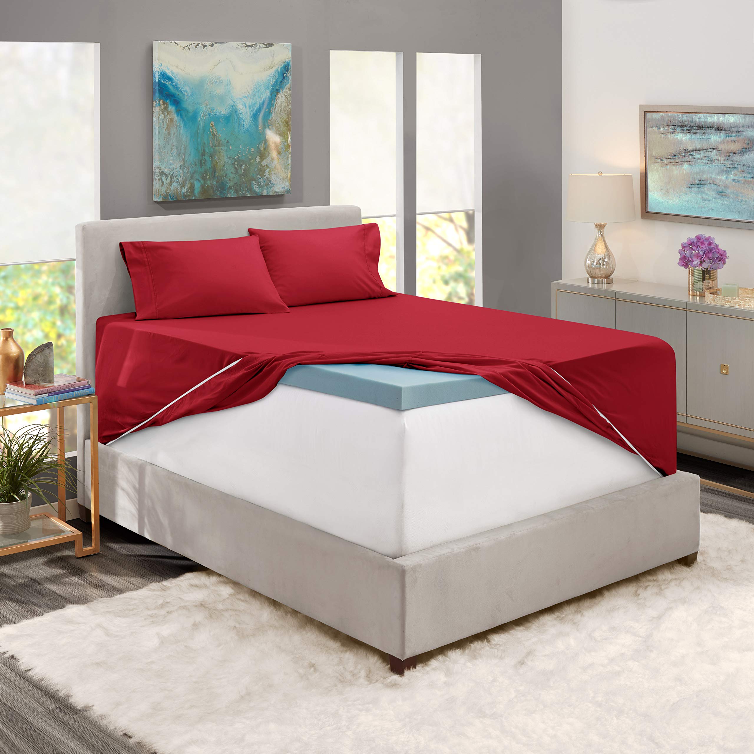 Hearth & Harbor burgundy pillowcase set 3 offers quick-dry convenience for busy mornings