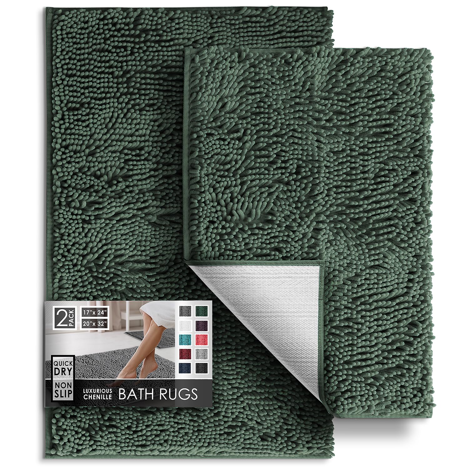 Hearth & Harbor chenille bath rug 17x24 offers plush comfort.