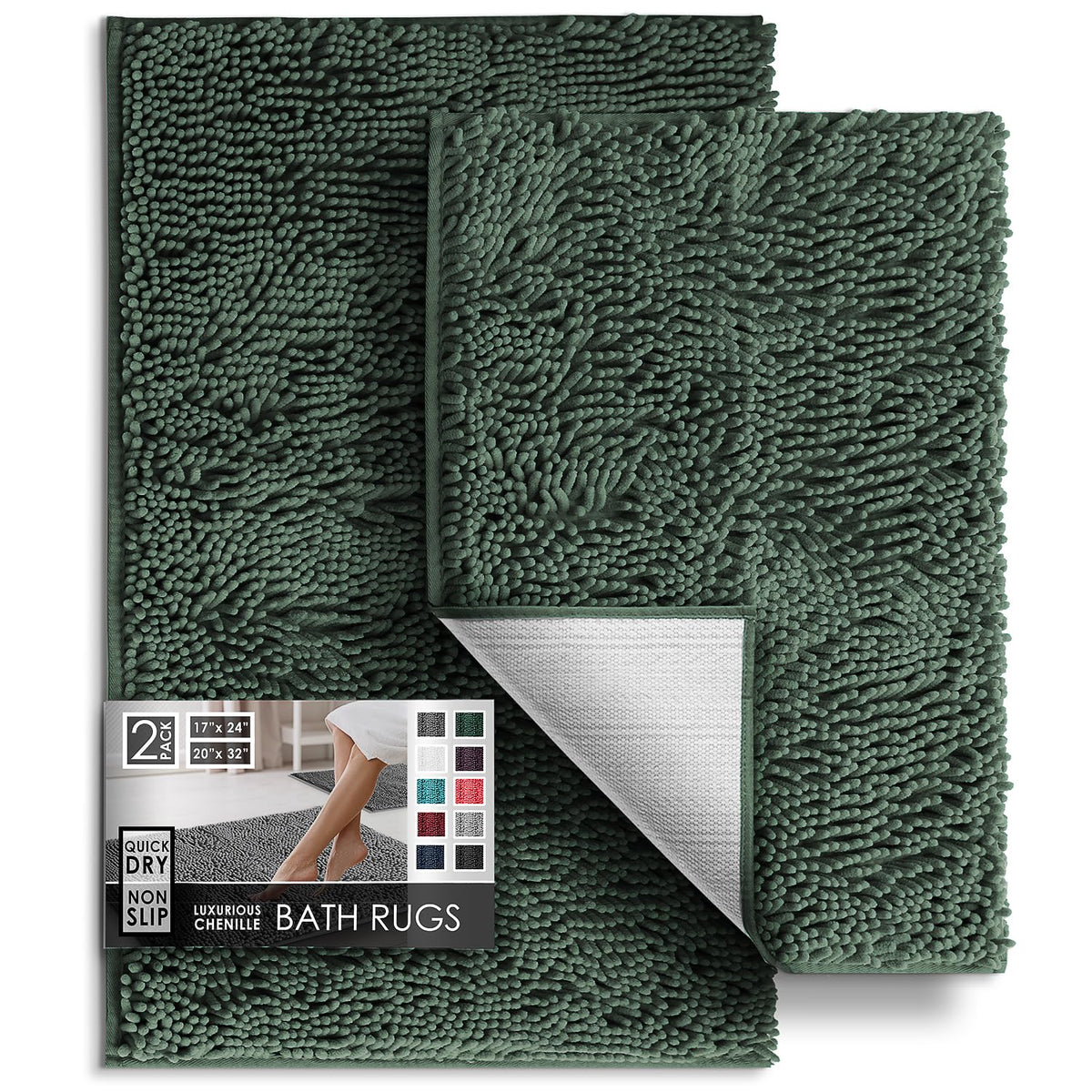 Hearth & Harbor chenille bath rug 17x24 offers plush comfort.