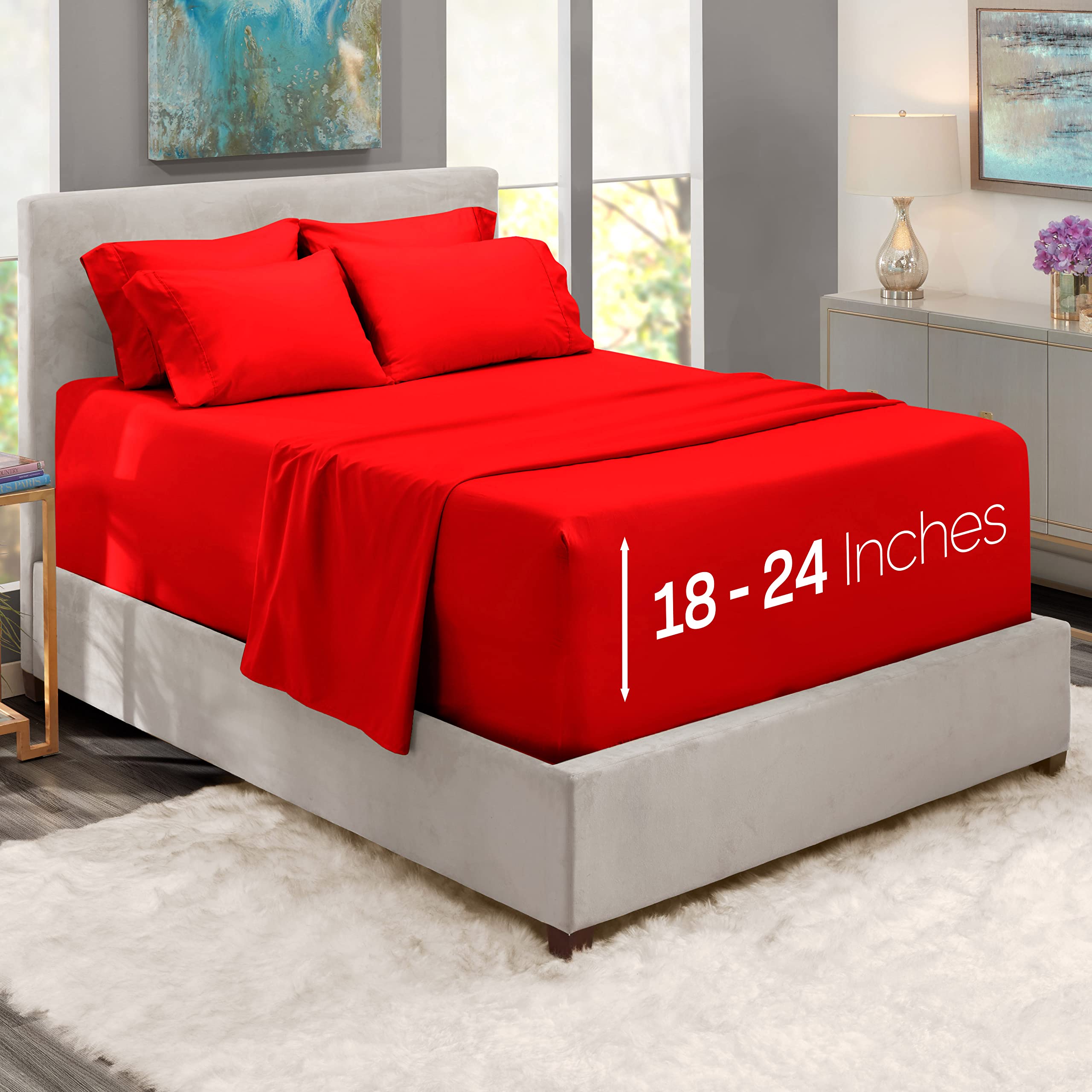 Deep-pocket fitted sheet on mattress preventing corners from slipping