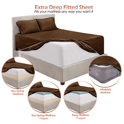 Hearth & Harbor deep-pocket fit demonstrated on a tall king mattress