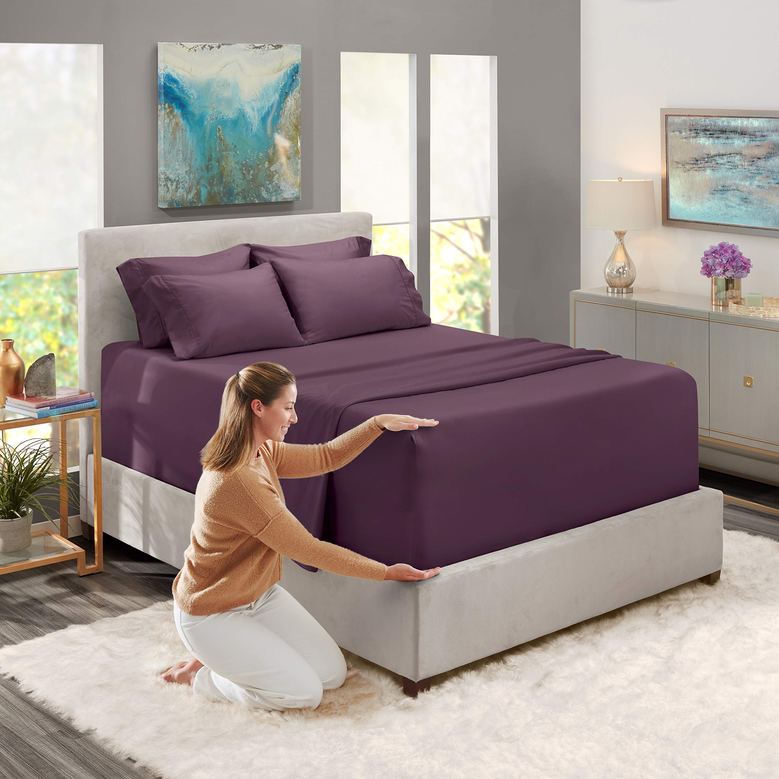 Hearth & Harbor eggplant pillowcases 20x30 highlight soft microfiber and comfortable sleep-ready design