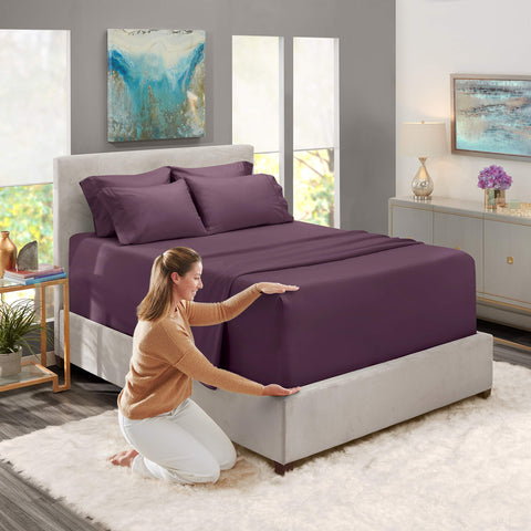 Hearth & Harbor eggplant pillowcases 20x30 highlight soft microfiber and comfortable sleep-ready design