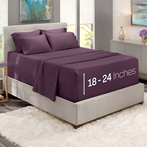 Hearth & Harbor eggplant queen flat sheet 90x102 demonstrates generous coverage and clean surface
