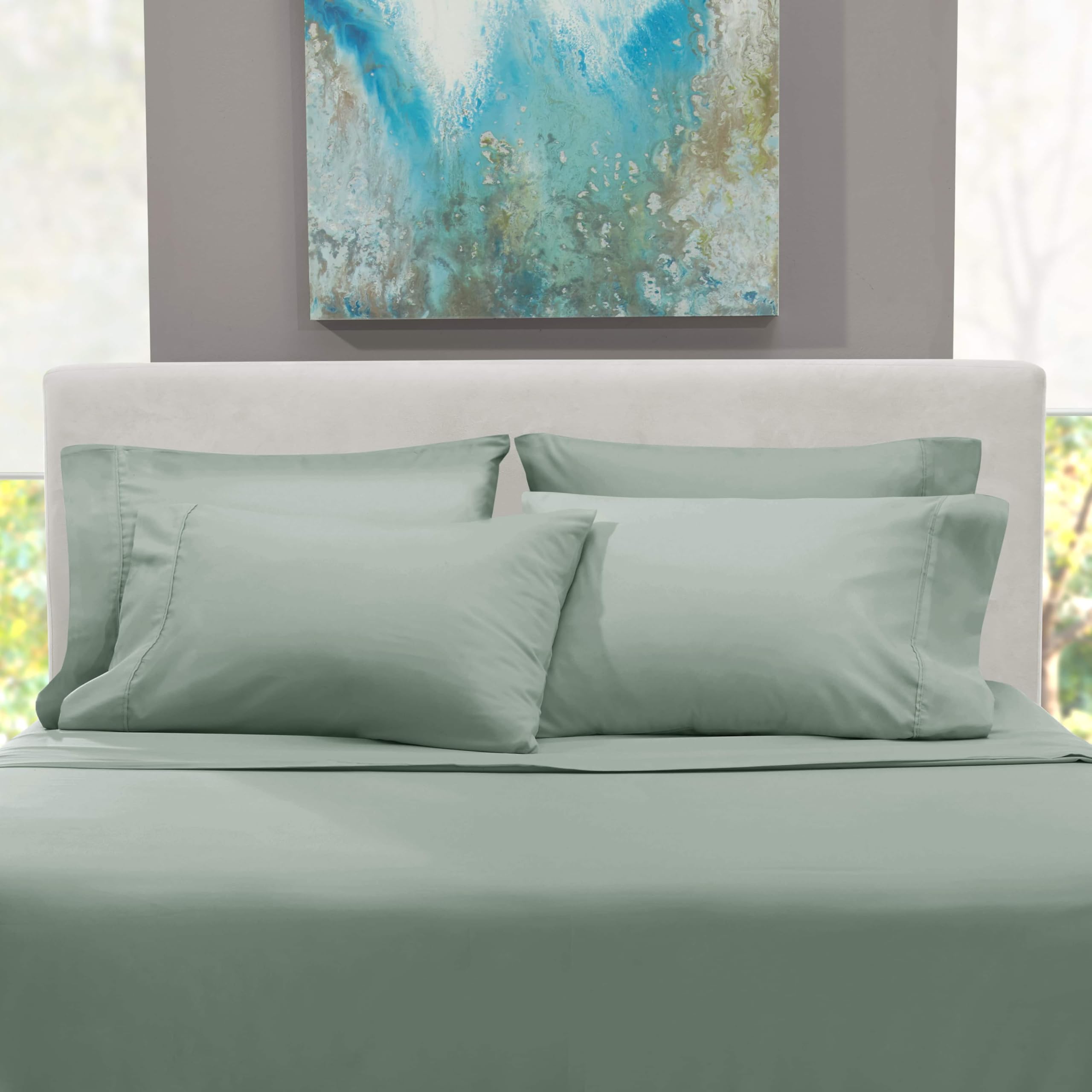 Hearth & Harbor king ice green six-piece sheet set packaging