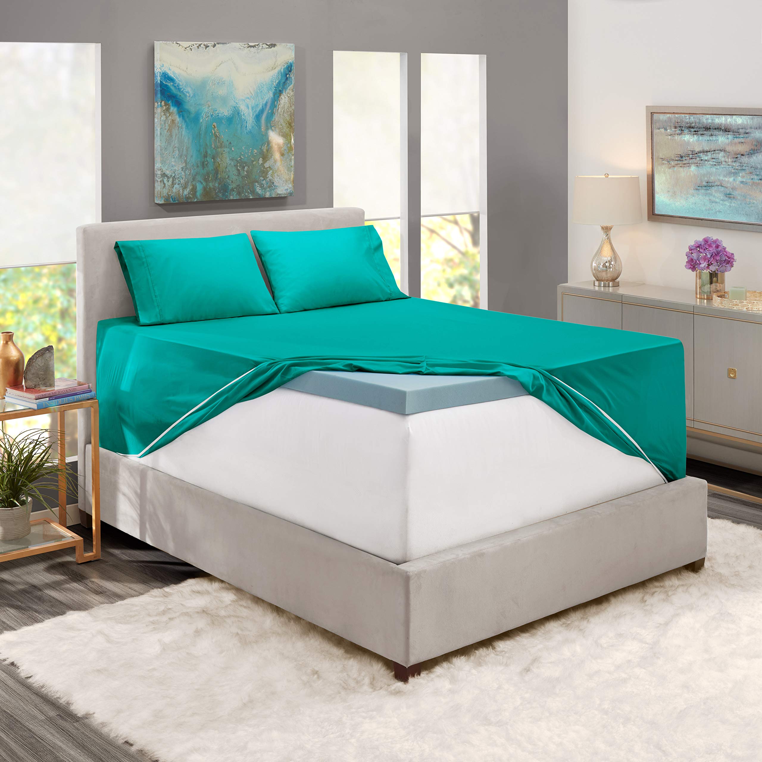 Hearth & Harbor teal pillowcases 20x30 with crisp, durable edges.